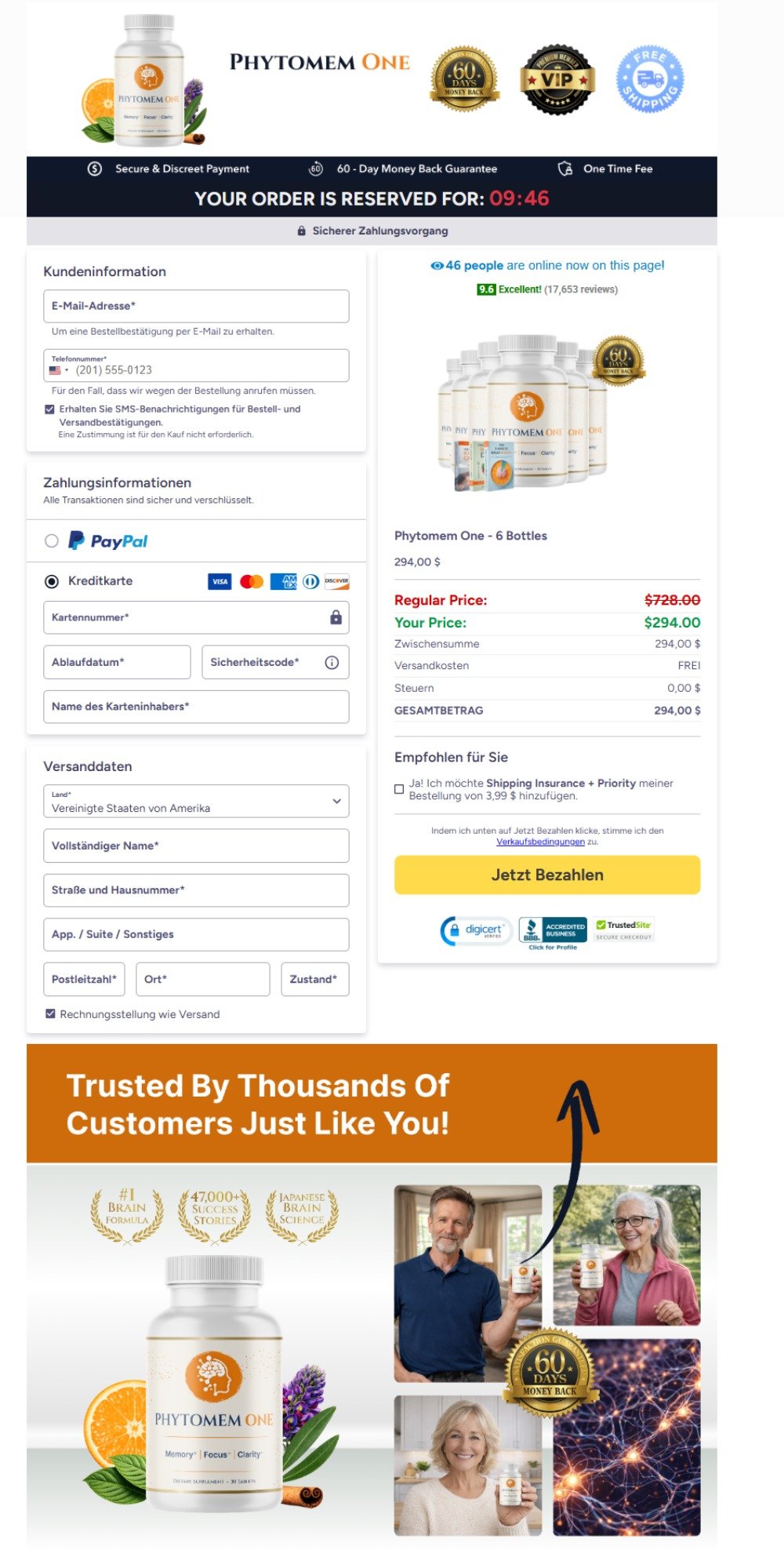 Phytomem One secure checkout